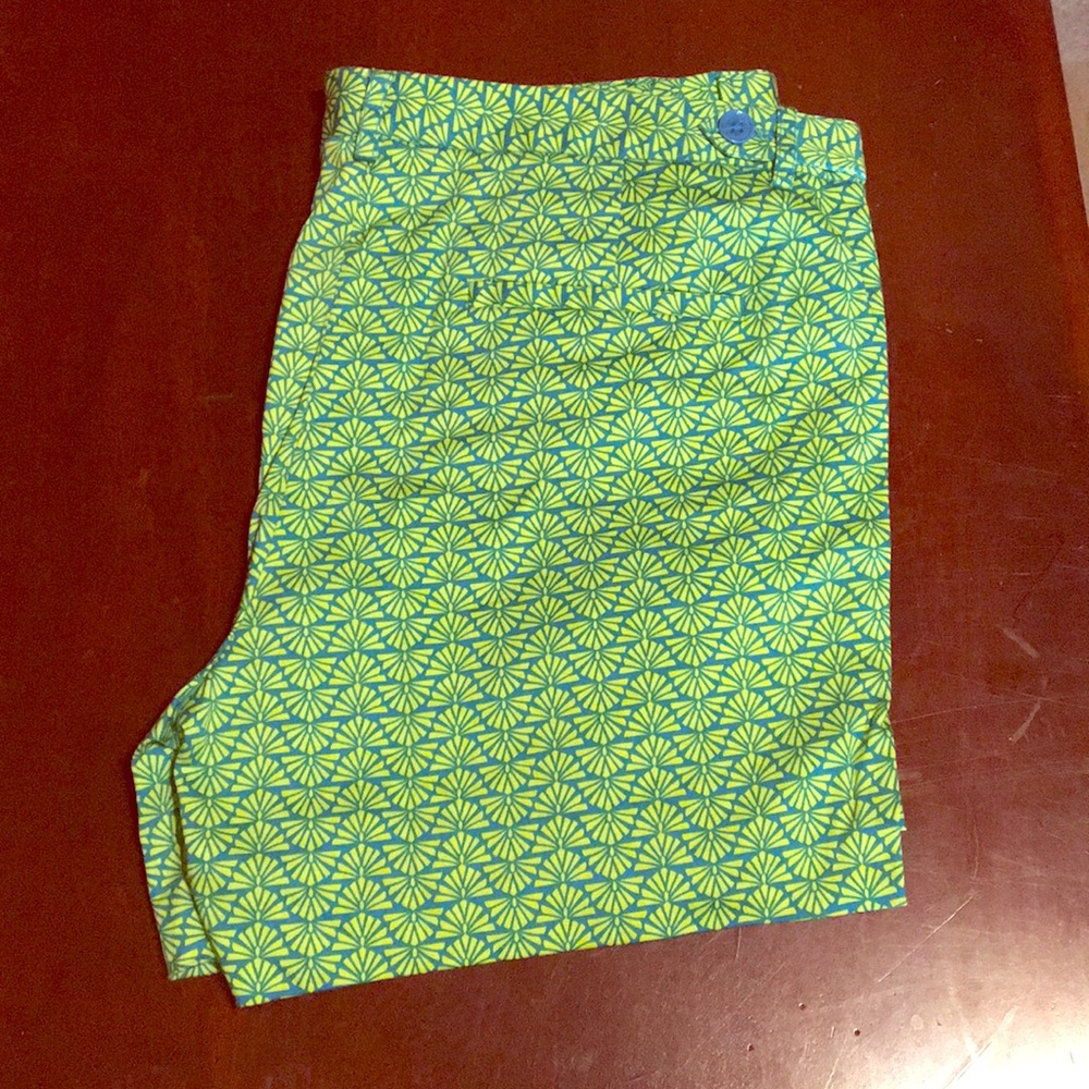 Blue and Green Fan Design Shorts